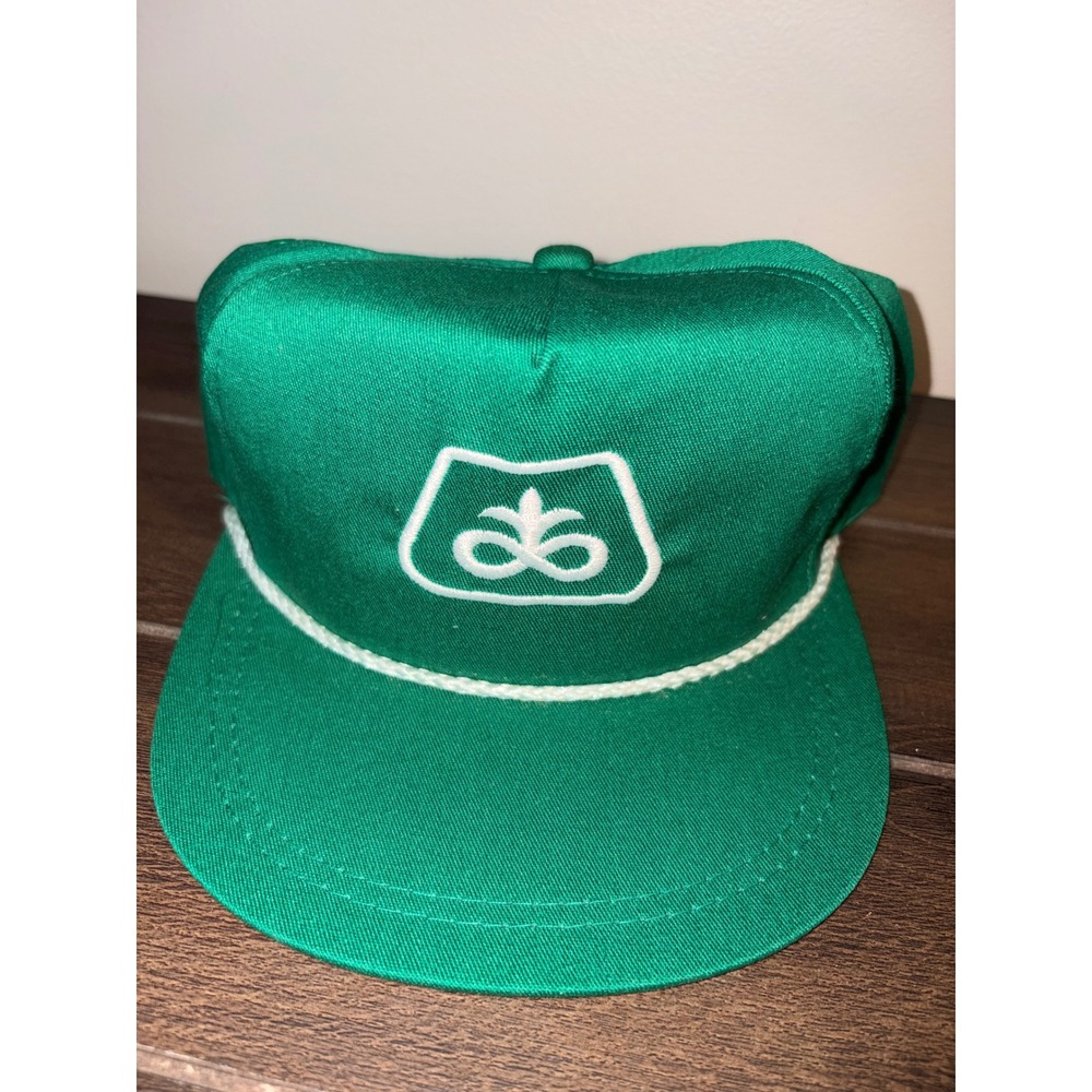 Vintage Pioneer Seed Hat Green Rope Trucker Cap Snapback Agriculture Farm Logo